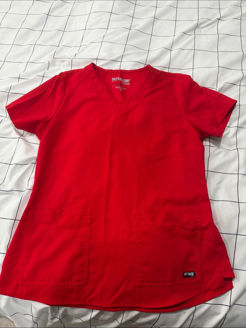 Grey's Anatomy Red V-Neck Short Sleeve Scrub Top